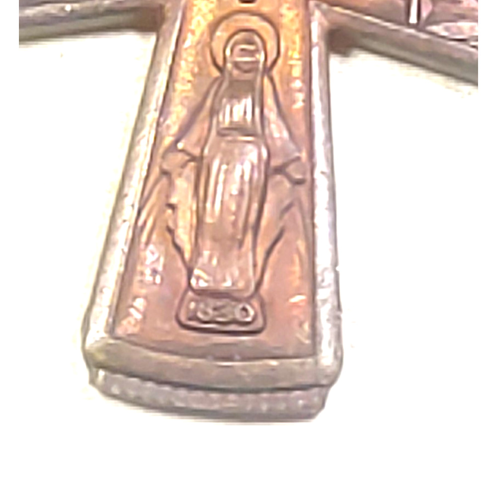 1830 Anique Copper/ Brass cross Catholic Saints Pendant - Picture 6 of 11